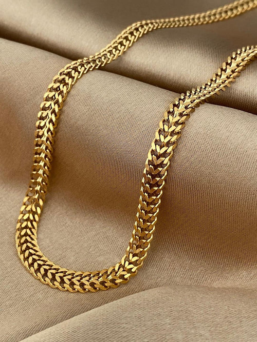 18K ASTERIAE de Symphony Couture Gold Double Layer Flat Chain Necklace