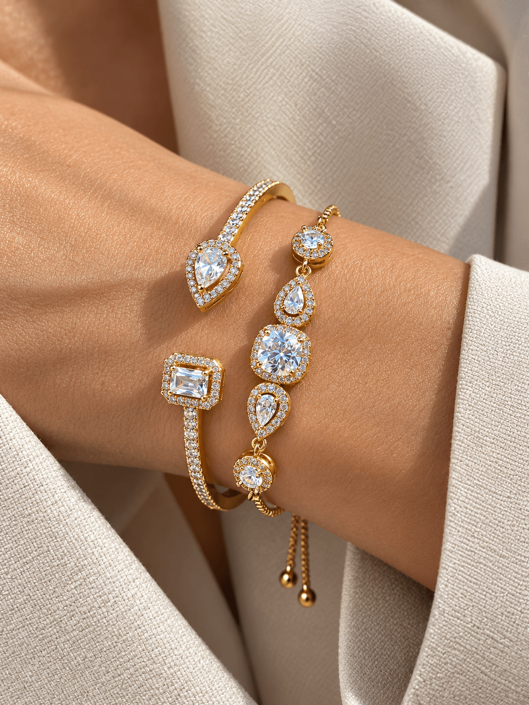Saint Luca Pave Diamante Triple Gold Set