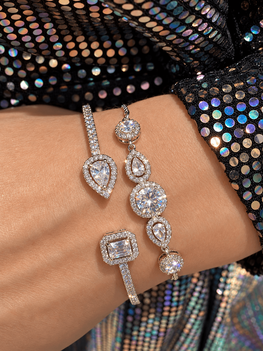 Saint Luca Pave Diamante Triple Silver Set
