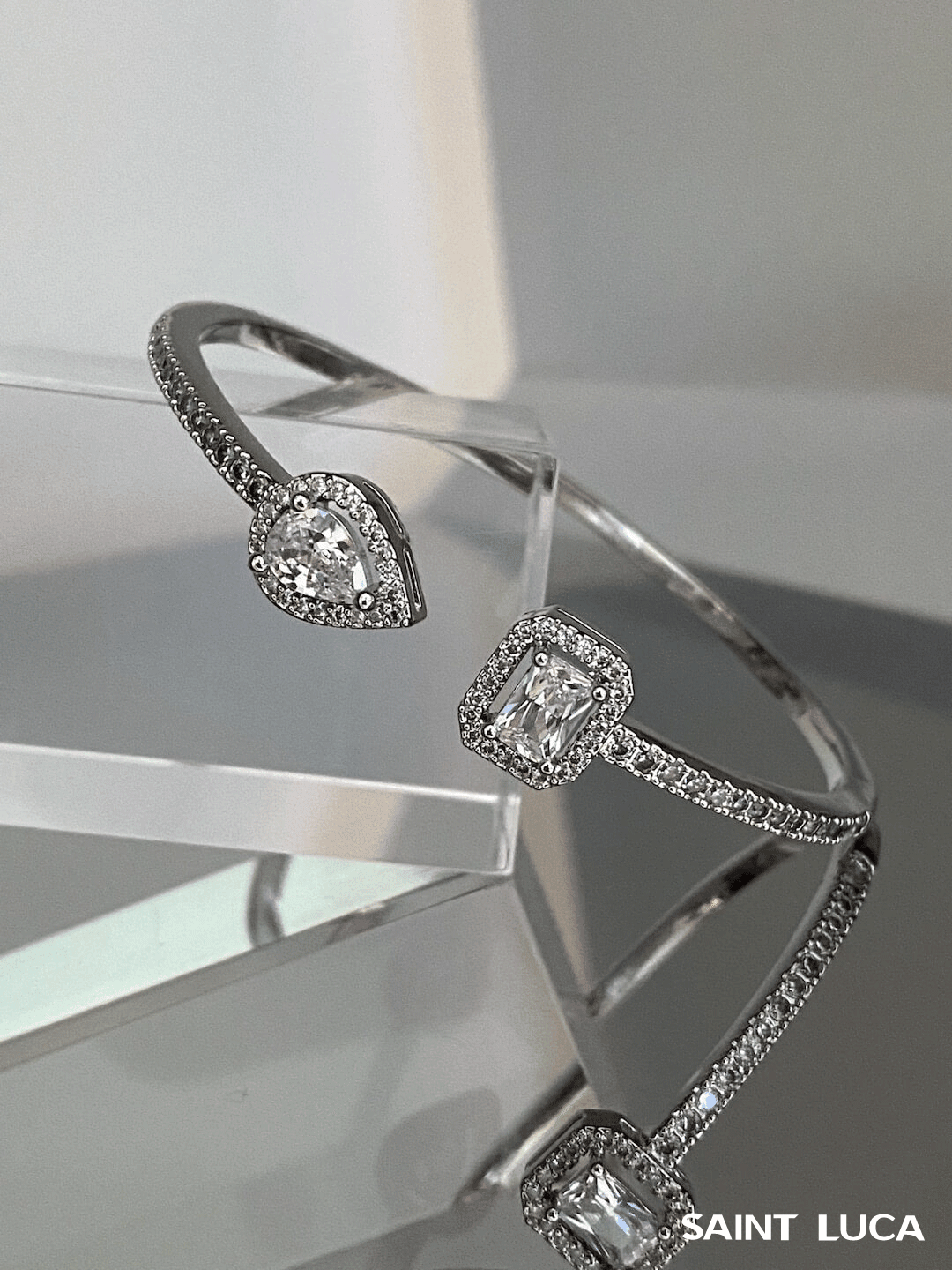 Saint Luca Pave Diamante Triple Silver Set - Saint Luca Jewelry