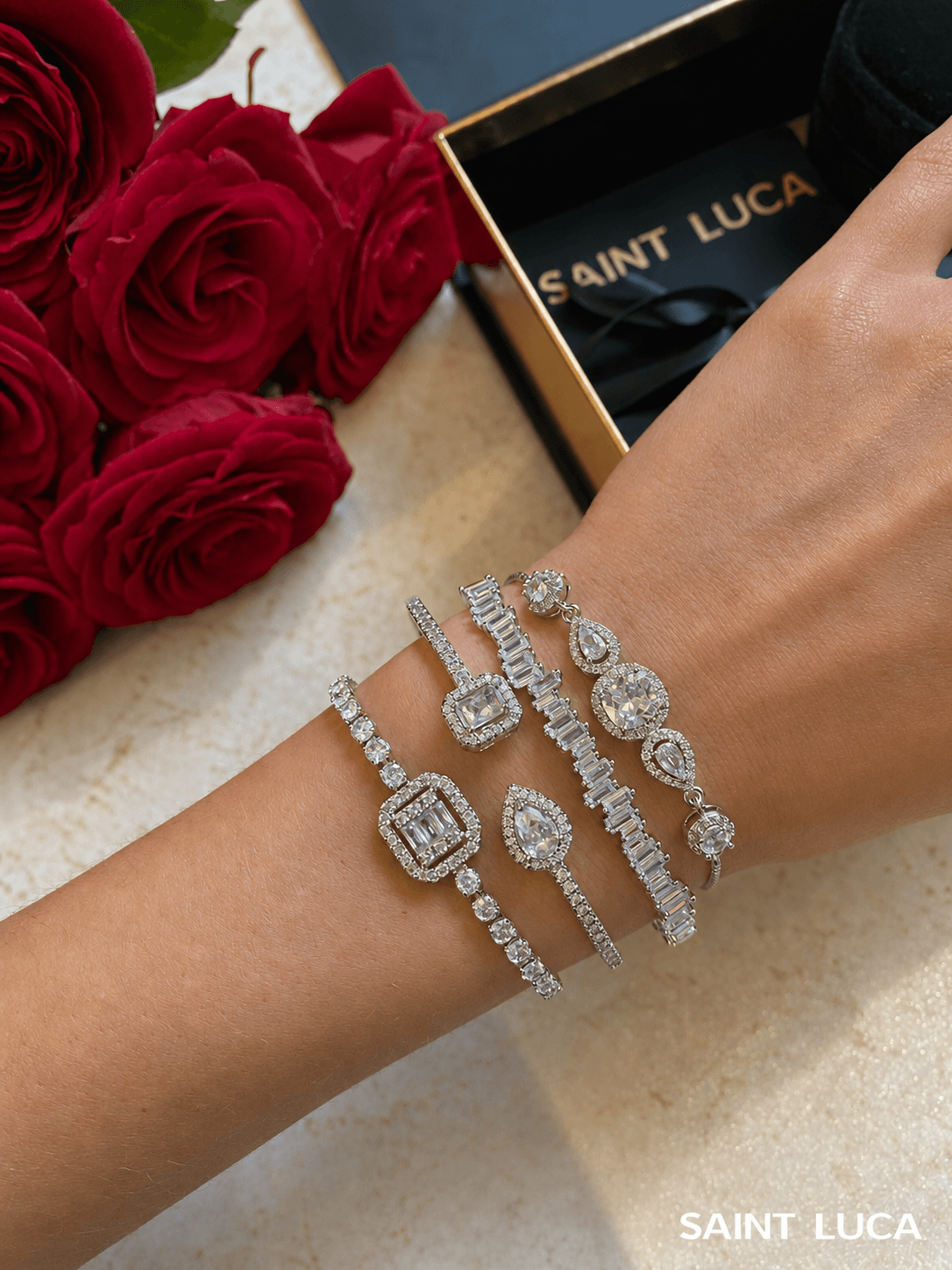 Saint Luca Pave Diamante Triple Silver Set