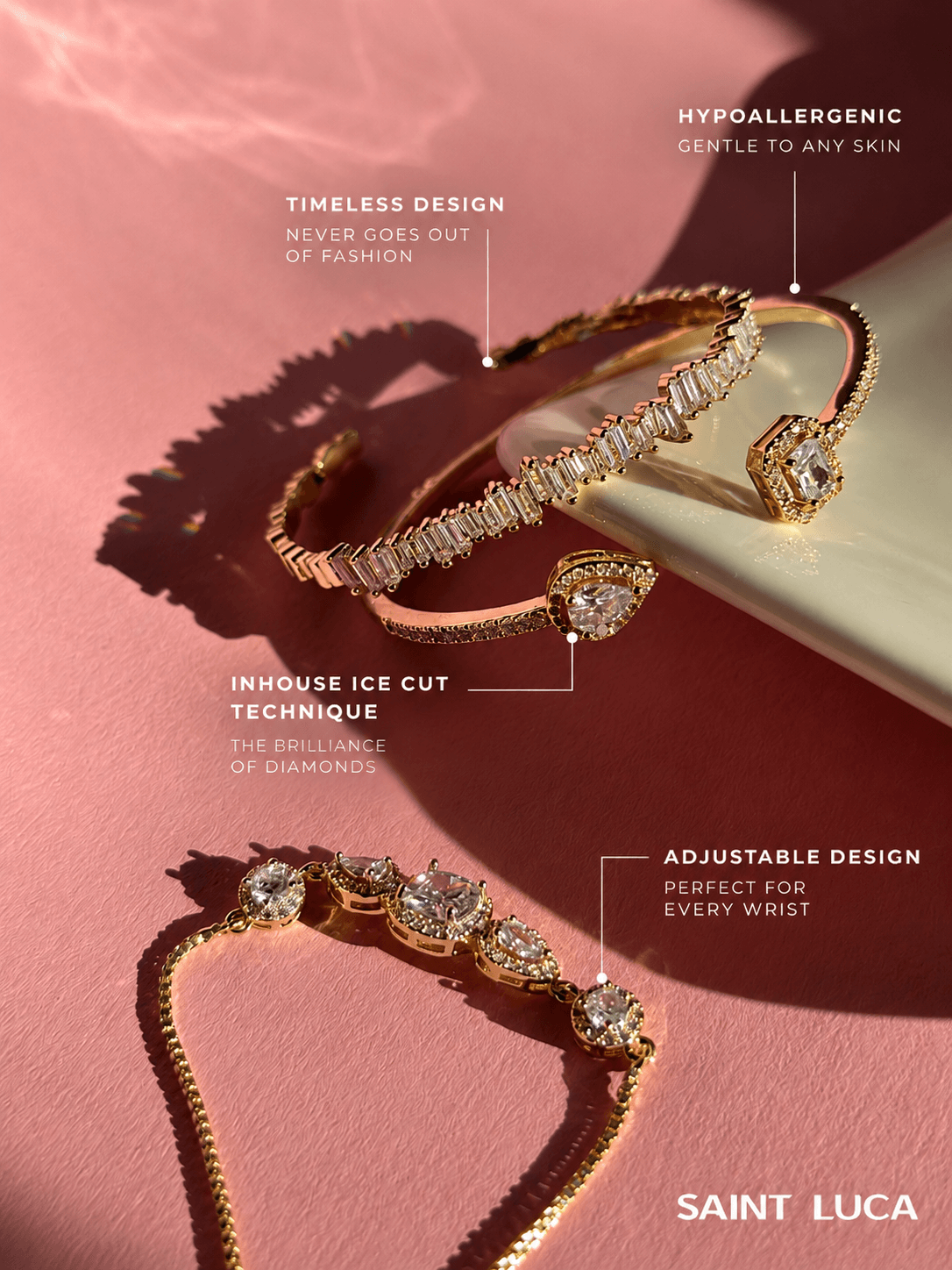 Saint Luca Pave Diamante Triple Gold Set