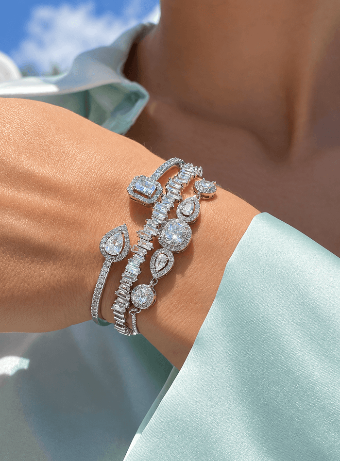 Saint Luca Pave Diamante Triple Silver Set