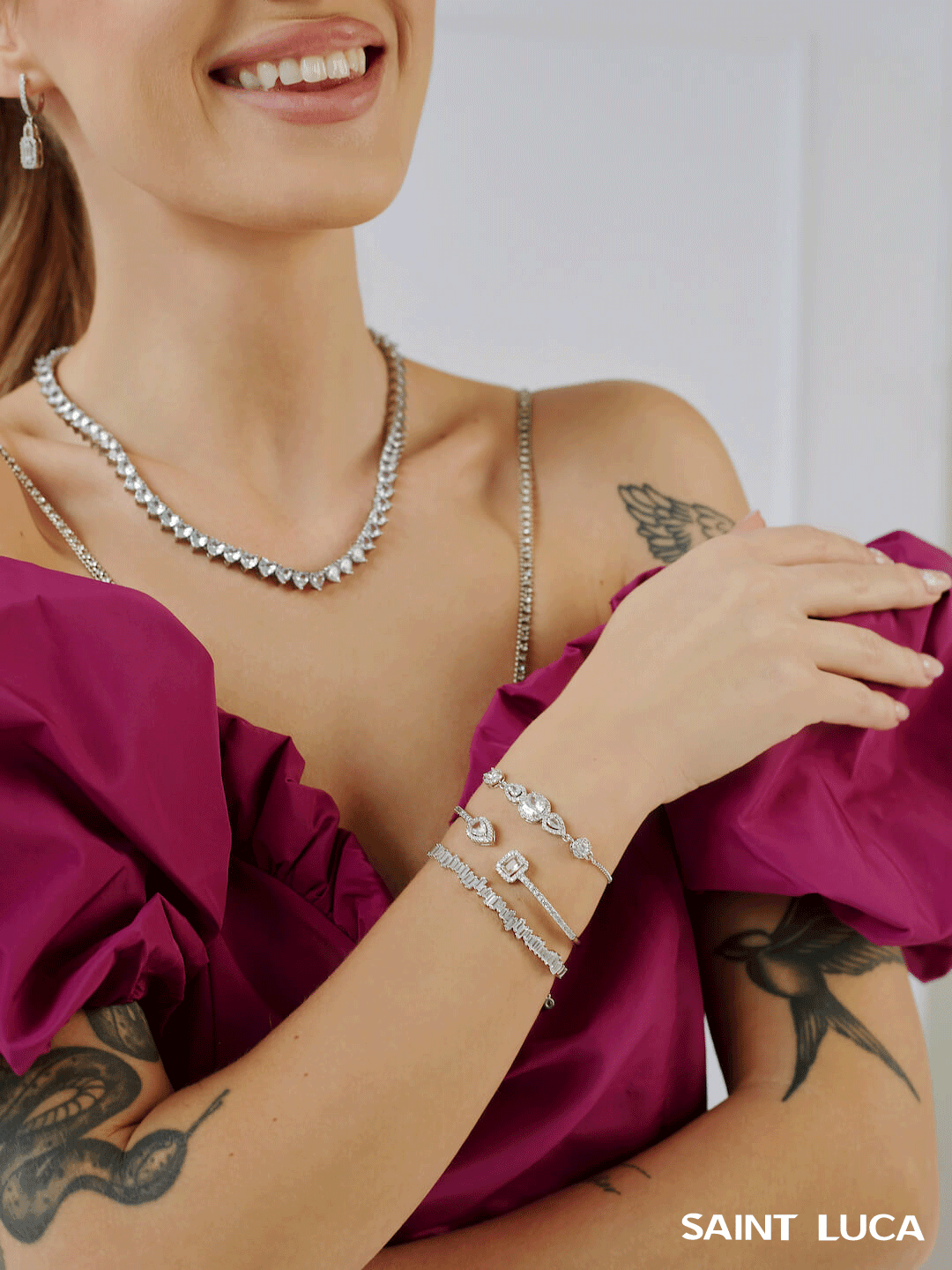 Saint Luca Pave Diamante Triple Silver Set - Saint Luca Jewelry