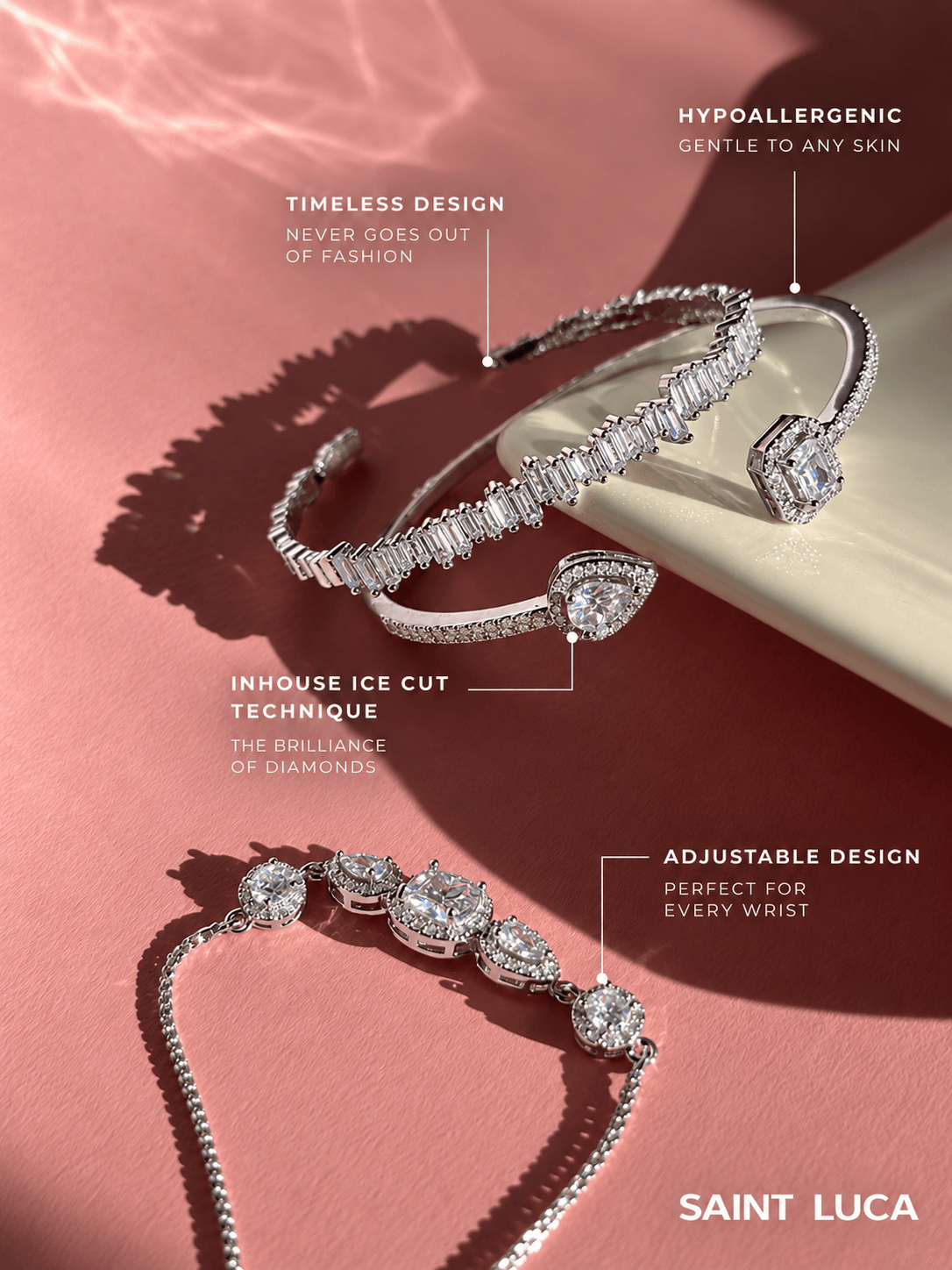 Saint Luca Pave Diamante Triple Silver Set