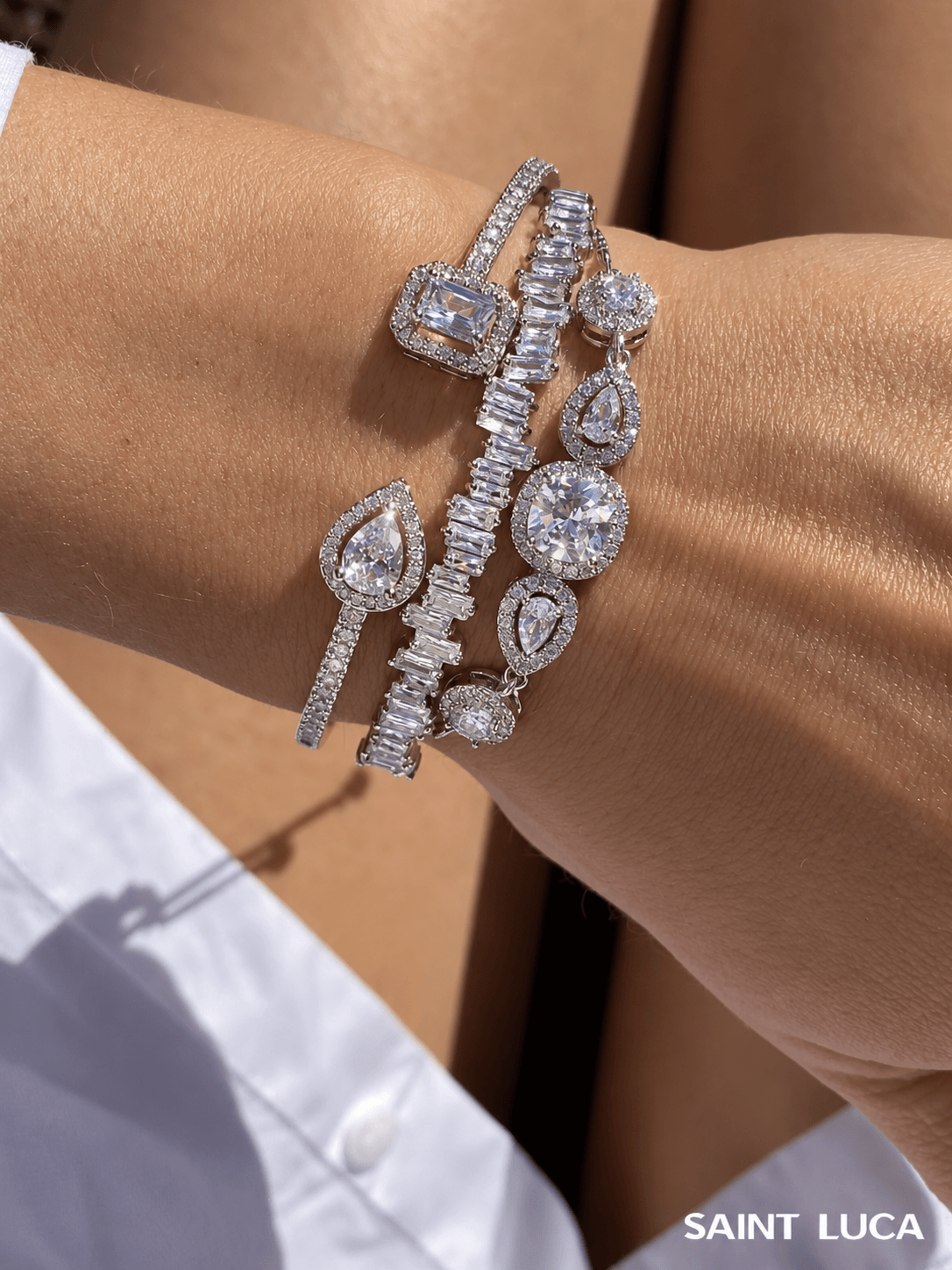 Saint Luca Pave Diamante Triple Silver Set