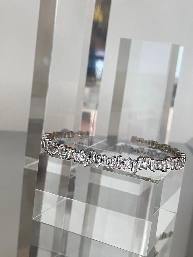 TIFFANY SILVER Baguette Cubic Crystal Cuff - Saint Luca Jewelry