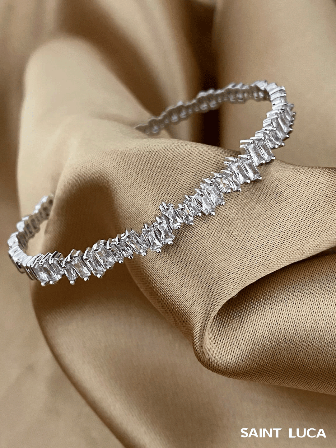 Saint Luca Pave Diamante Triple Silver Set - Saint Luca Jewelry