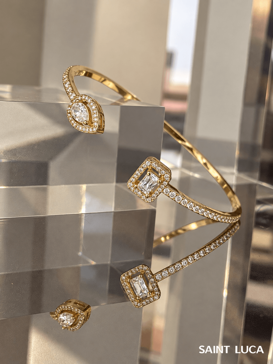Saint Luca Pave Diamante Triple Gold Set