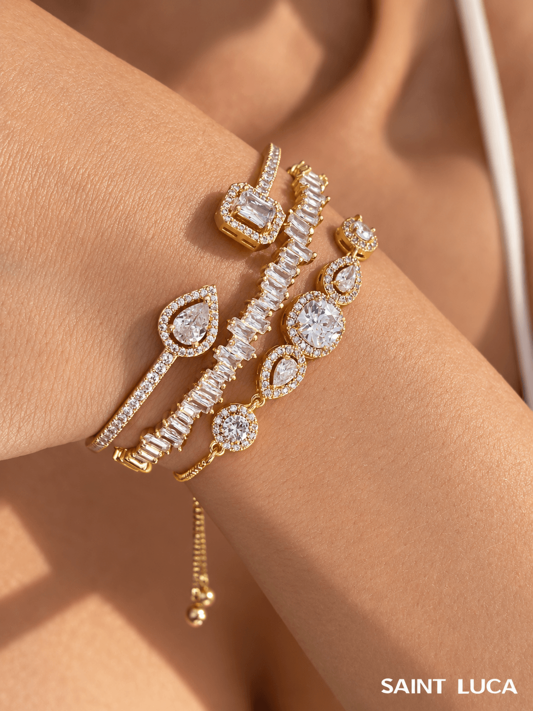 Saint Luca Pave Diamante Triple Gold Set