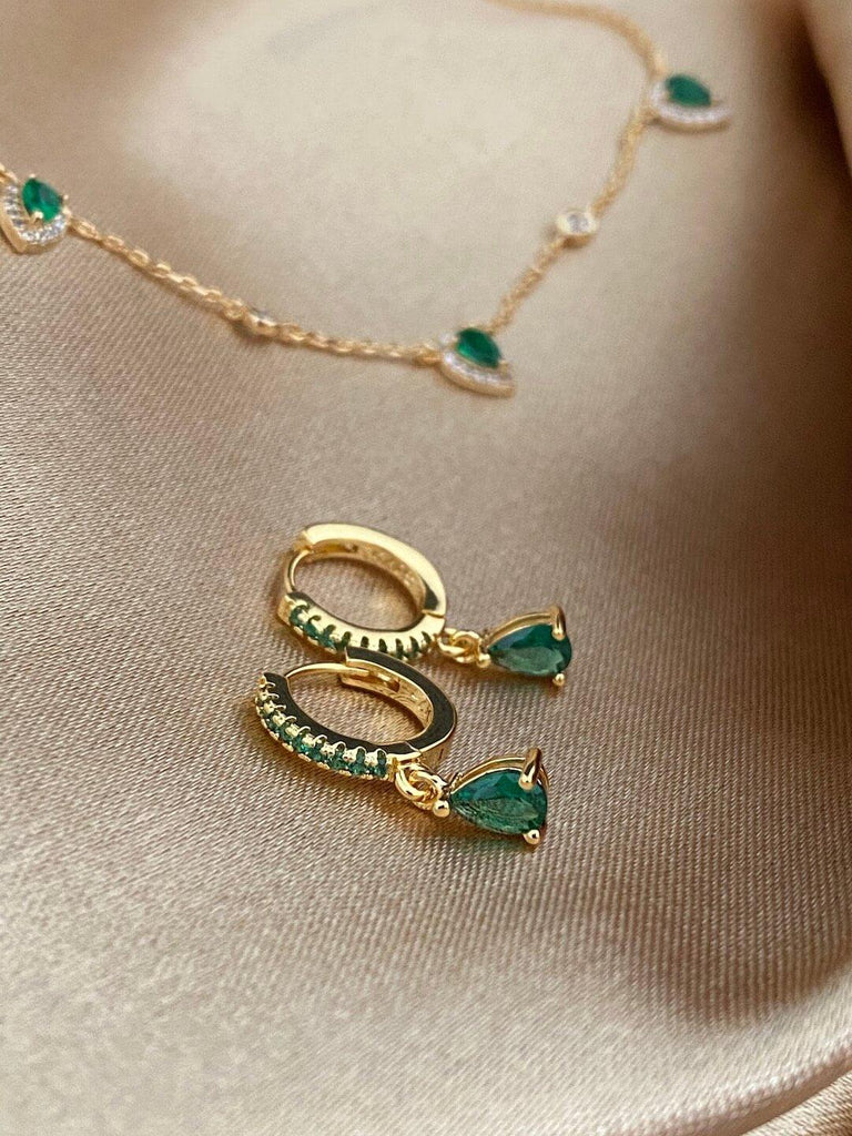 HEIDI Small Emerald Crystal Hoops - Saint Luca Jewelry