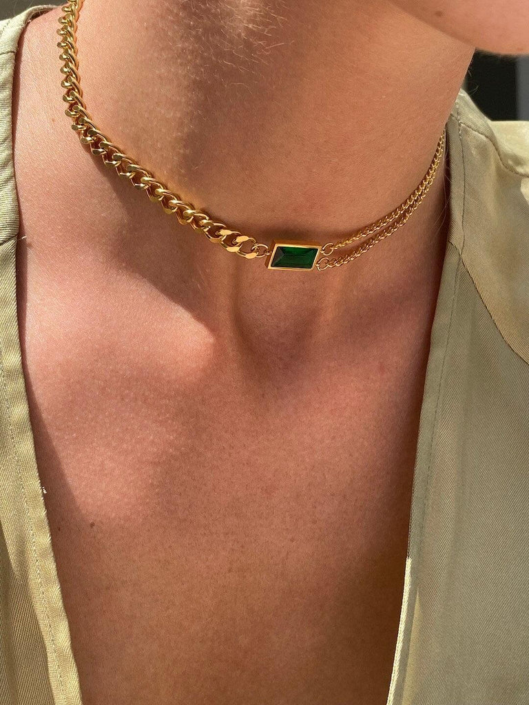 PACHAMAMA de ENCHAIN Gold Emerald Crystal Necklace - Saint Luca Jewelry