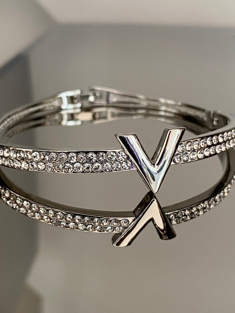 LA GAIETE de DIAMONDS CRUSH Silver Emerald Crystal 3 Bracelets set - Saint Luca Jewelry