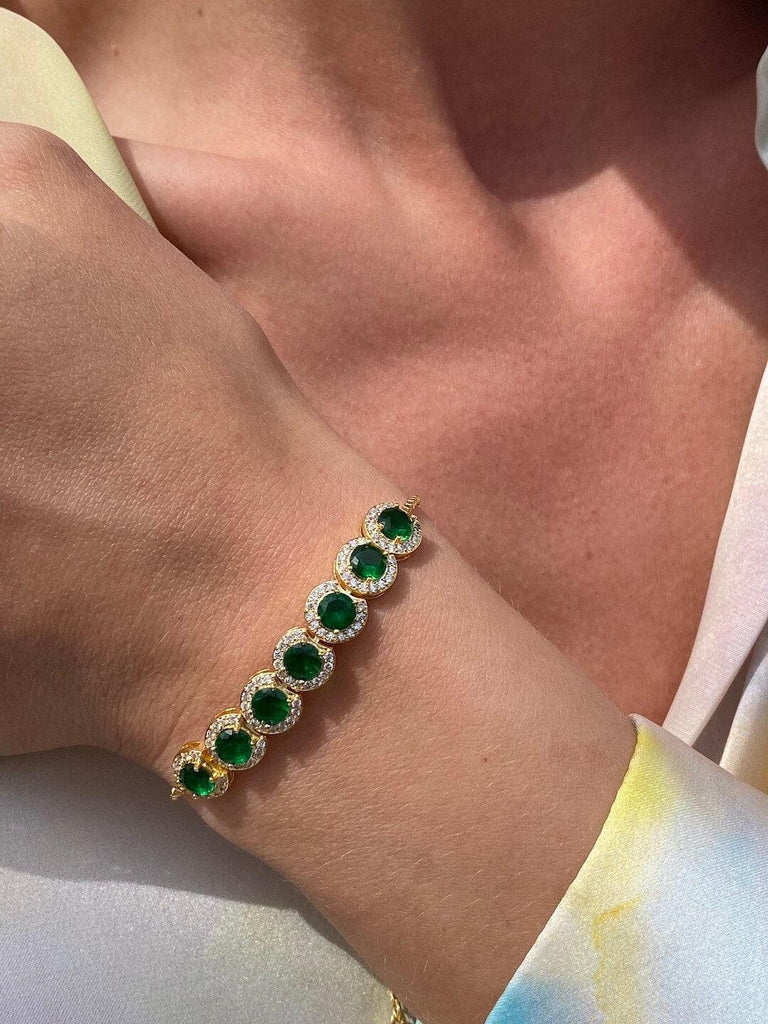 LA GAIETE de DIAMONDS CRUSH Gold Emerald Crystal Adjustable Bracelet - Saint Luca Jewelry
