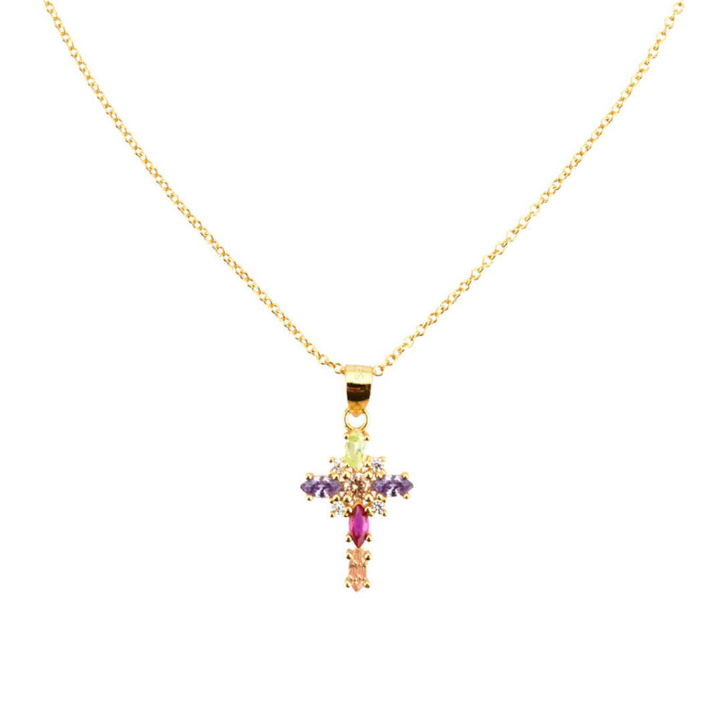 18K MYSTIQUE de Symphony Couture Gold Dangle Cross Necklace - Saint Luca Jewelry