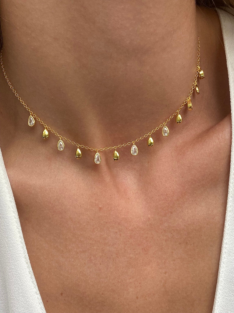 18K RÉVASSER de Symphony Couture Gold Drops Choker Necklace - Saint Luca Jewelry