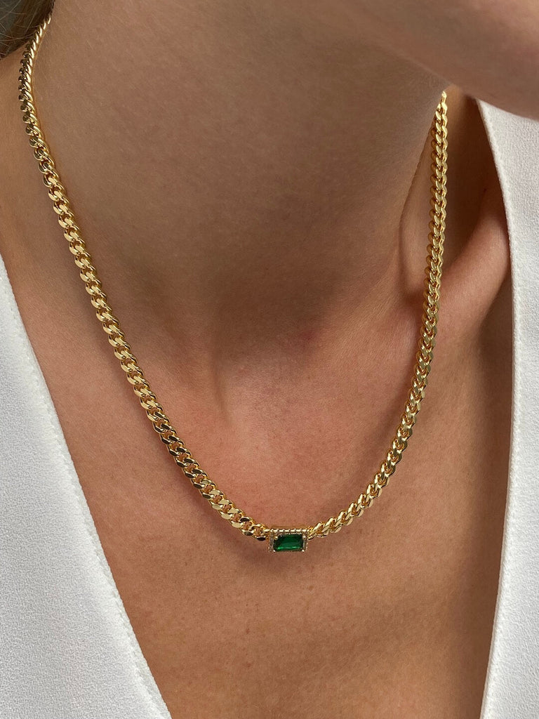 COUP D'EMERAUDE Gold Crystal Chain Necklace - Saint Luca Jewelry