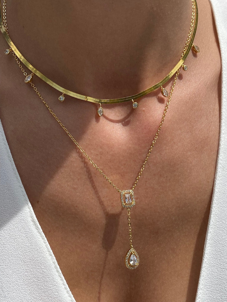 18K SEYCHELLES de DIAMONDS CRUSH Gold Crystal Necklace - Saint Luca Jewelry