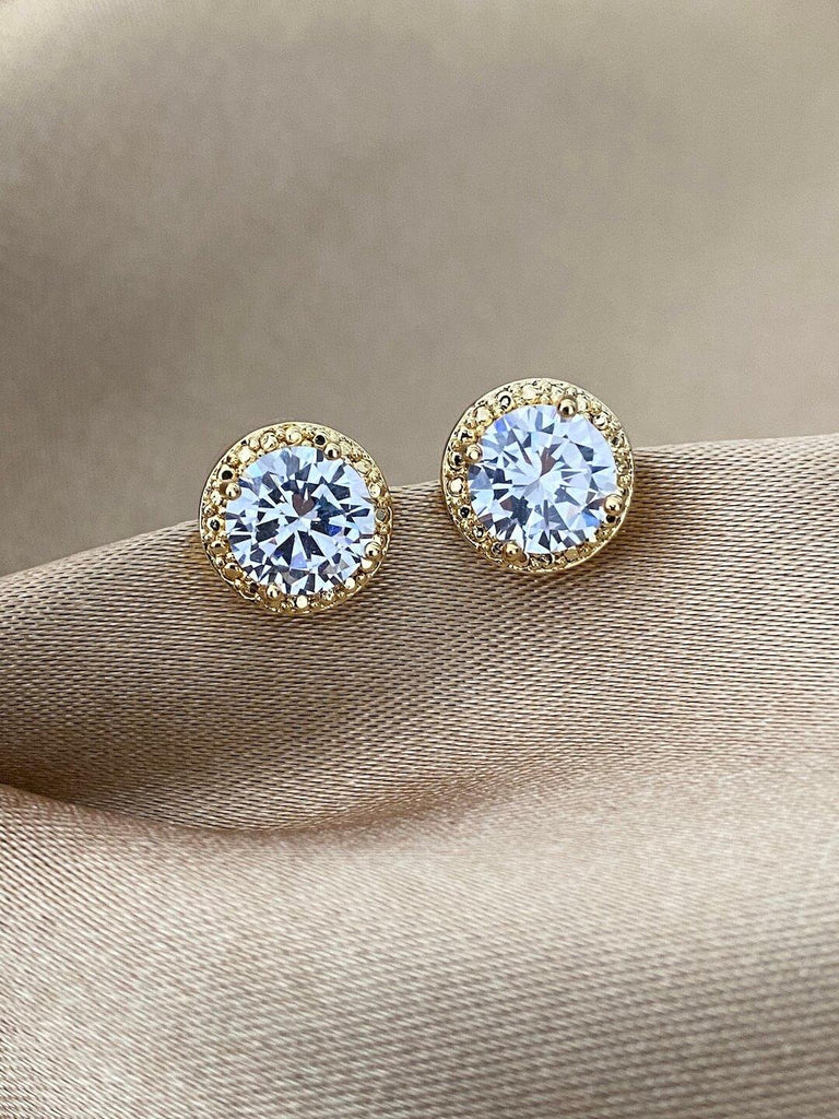 JOLIE GOLD Crystal Stud Earrings - Saint Luca Jewelry