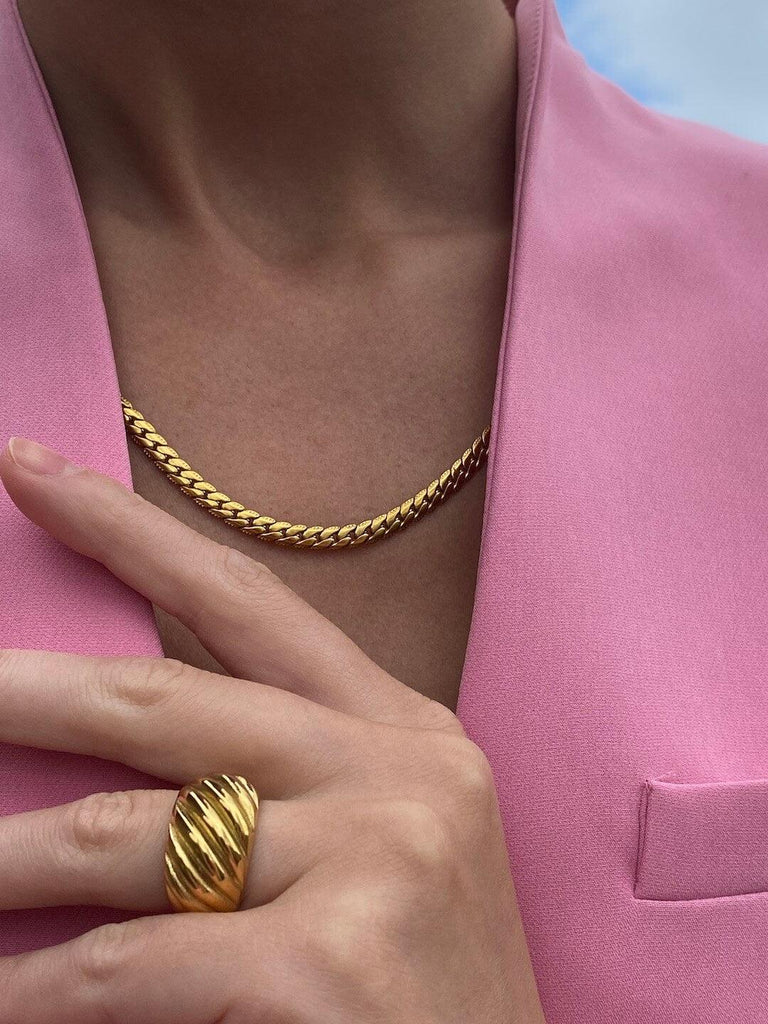 GIOVANI 18K de ENCHAIN Gold Weaved Flat Chain Necklace - Saint Luca Jewelry
