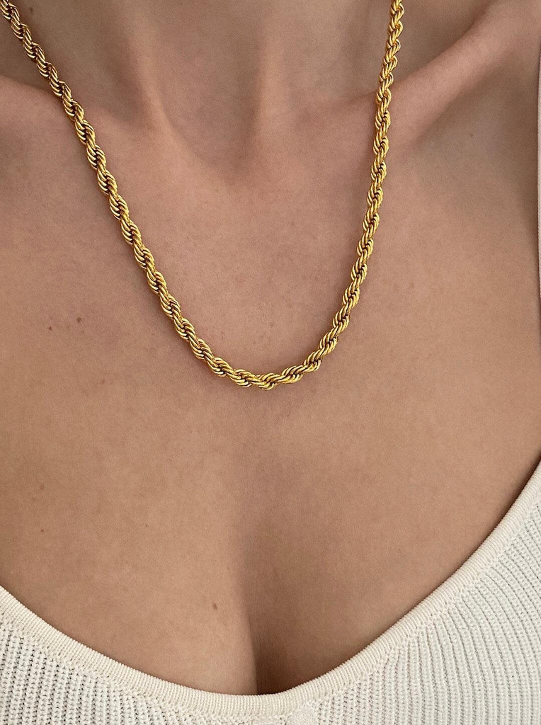 RIHANNA GOLD Twisted Choker Necklace - Saint Luca Jewelry