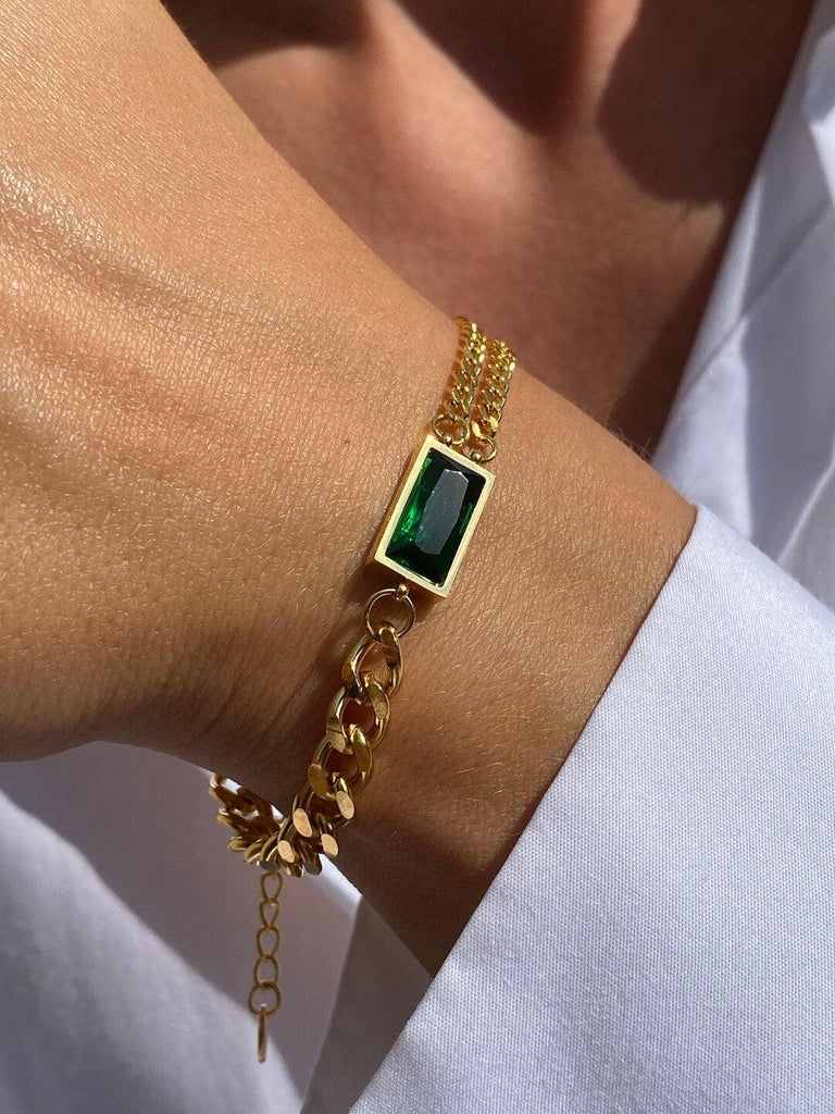 PACHAMAMA de ENCHAIN Gold Emerald Crystal Bracelet - Saint Luca Jewelry