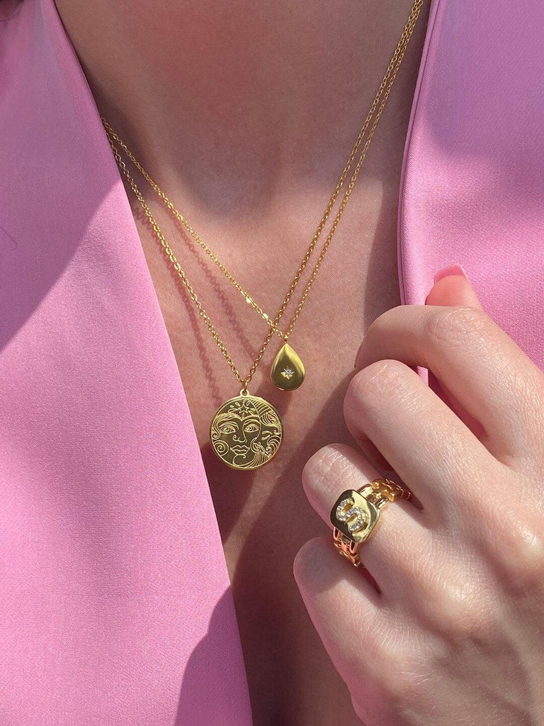 SUN BREEZE de Essential Gold 2 Layered Chain Necklace Set - Saint Luca Jewelry