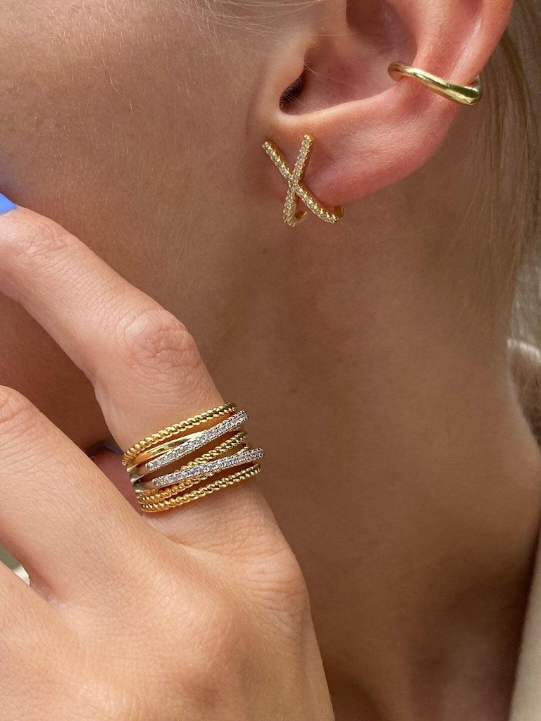 SCALA de DIAMONDS CRUSH Gold Stud Earrings - Saint Luca Jewelry