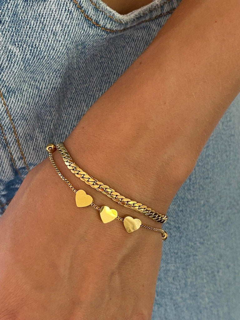MELLIFLUOUS de ESSENTIAL Gold Heart Chain Bracelet - Saint Luca Jewelry
