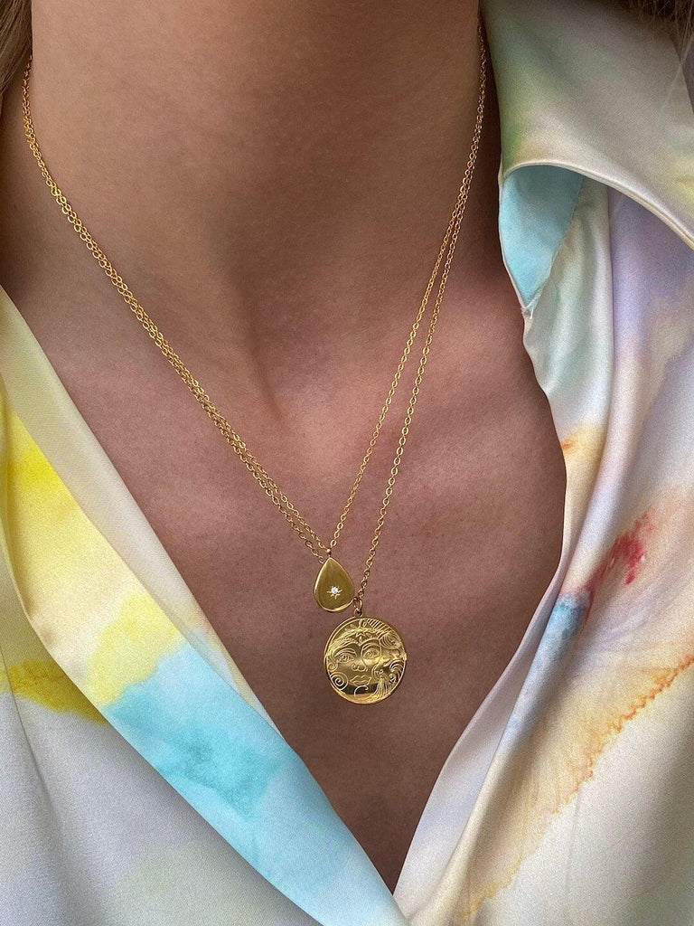 SUN BREEZE de Essential Gold 2 Layered Chain Necklace Set - Saint Luca Jewelry