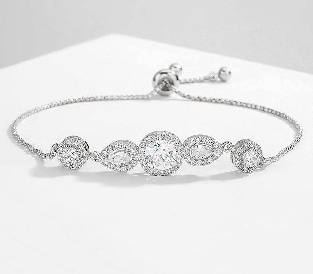 AGNES SILVER Crystal Adjustable Bracelet - Saint Luca Jewelry