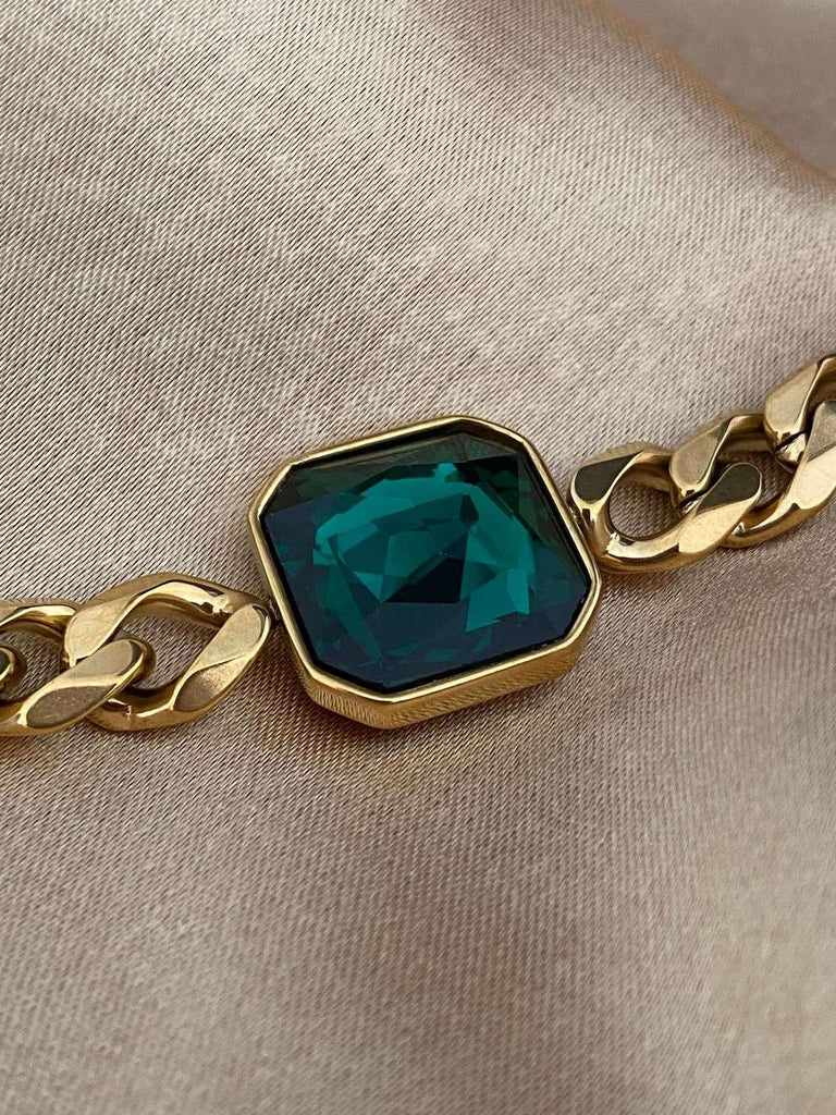 AMALFI GOLD Emerald Crystal Chain Bracelet - Saint Luca Jewelry