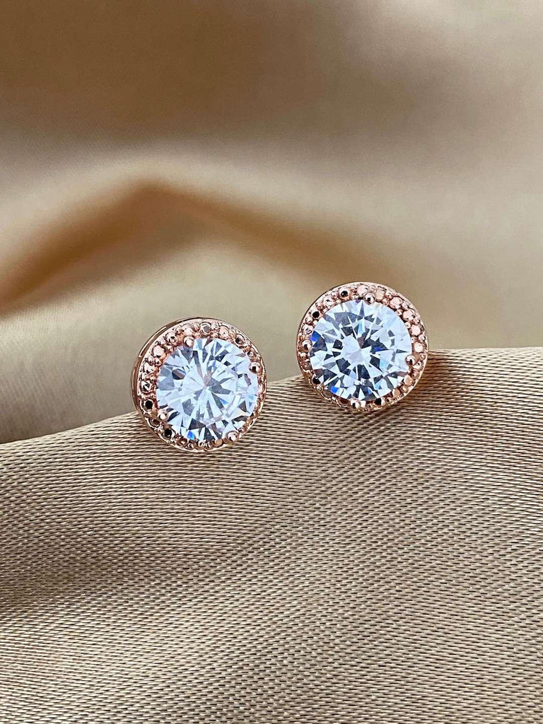 JOLIE ROSE GOLD Crystal Stud Earrings - Saint Luca Jewelry