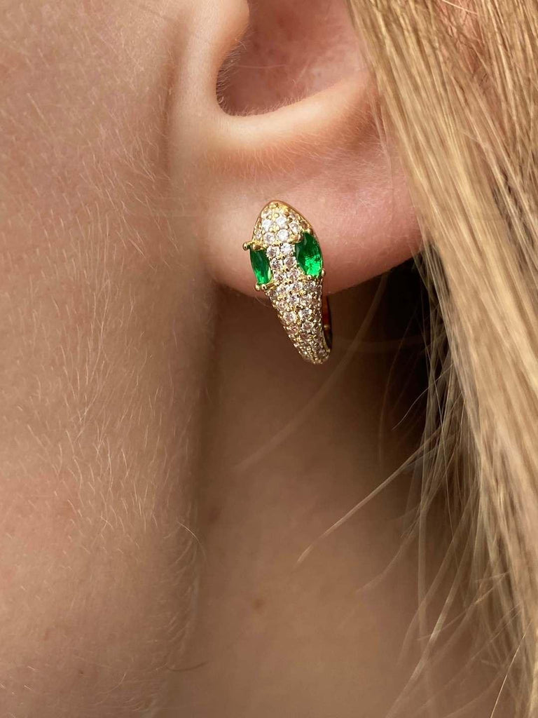 TINSLEY Gold Crystal Snake Earrings - Saint Luca Jewelry