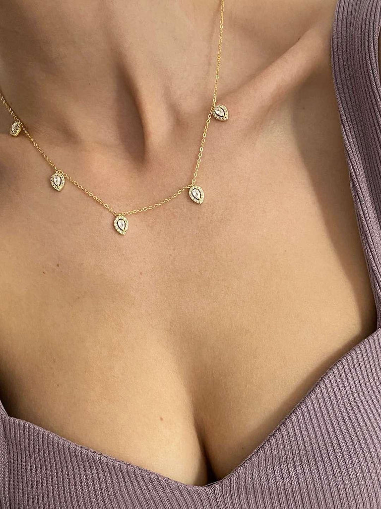 NOVA GOLD Crystal Drops Choker Necklace - Saint Luca Jewelry