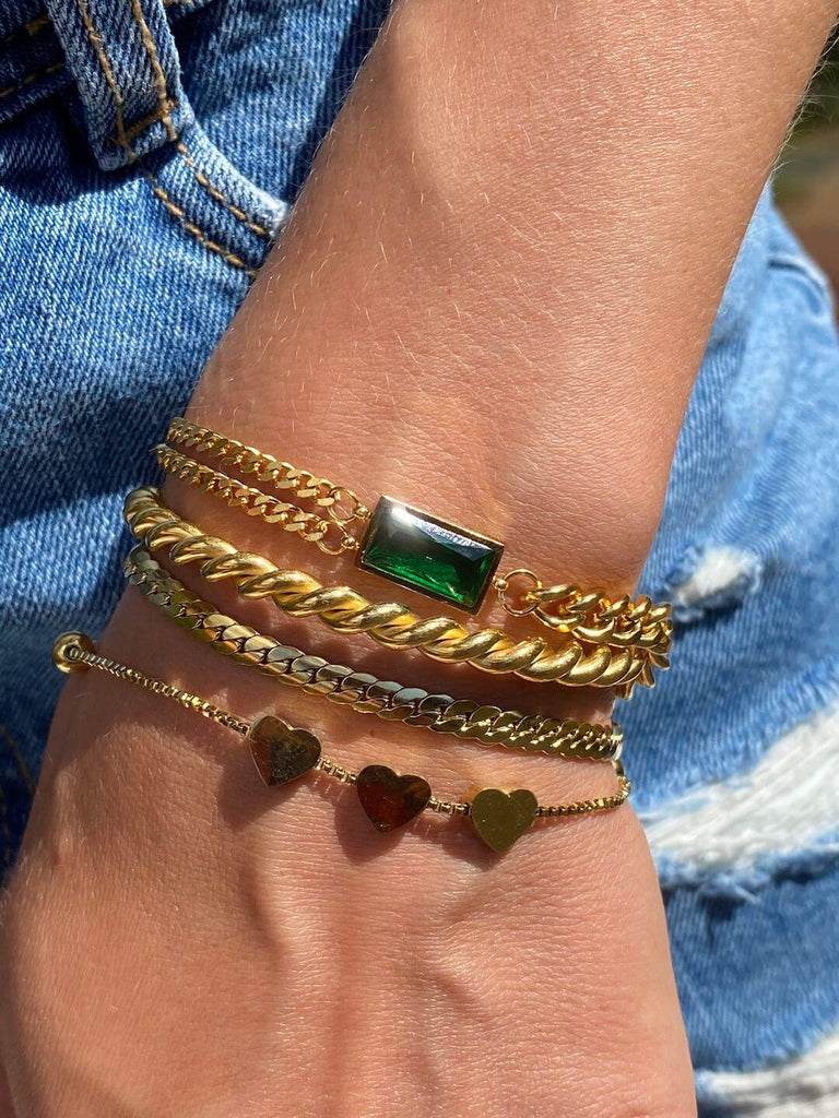 PACHAMAMA de ENCHAIN Gold Emerald Crystal Bracelet - Saint Luca Jewelry