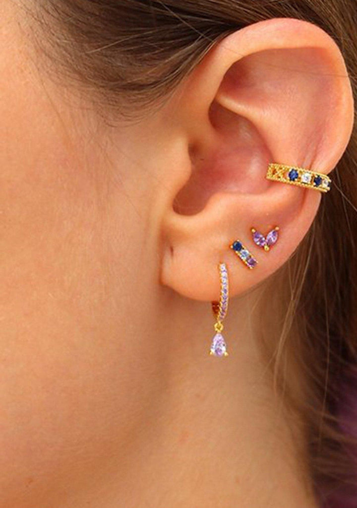 GWEN Gold Purple Stud Earrings - Saint Luca Jewelry
