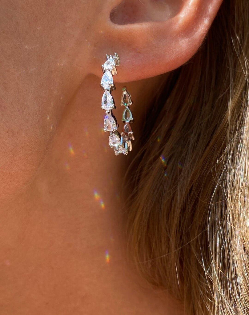 PALM MAR de DIAMONDS CRUSH Silver Hoop Earrings - Saint Luca Jewelry