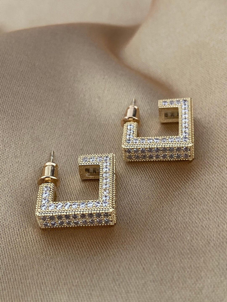 AURORA GOLD Geometric Crystal Earrings - Saint Luca Jewelry