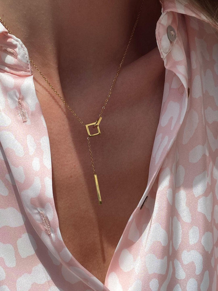 VIVIAN GOLD Square Chain Necklace - Saint Luca Jewelry