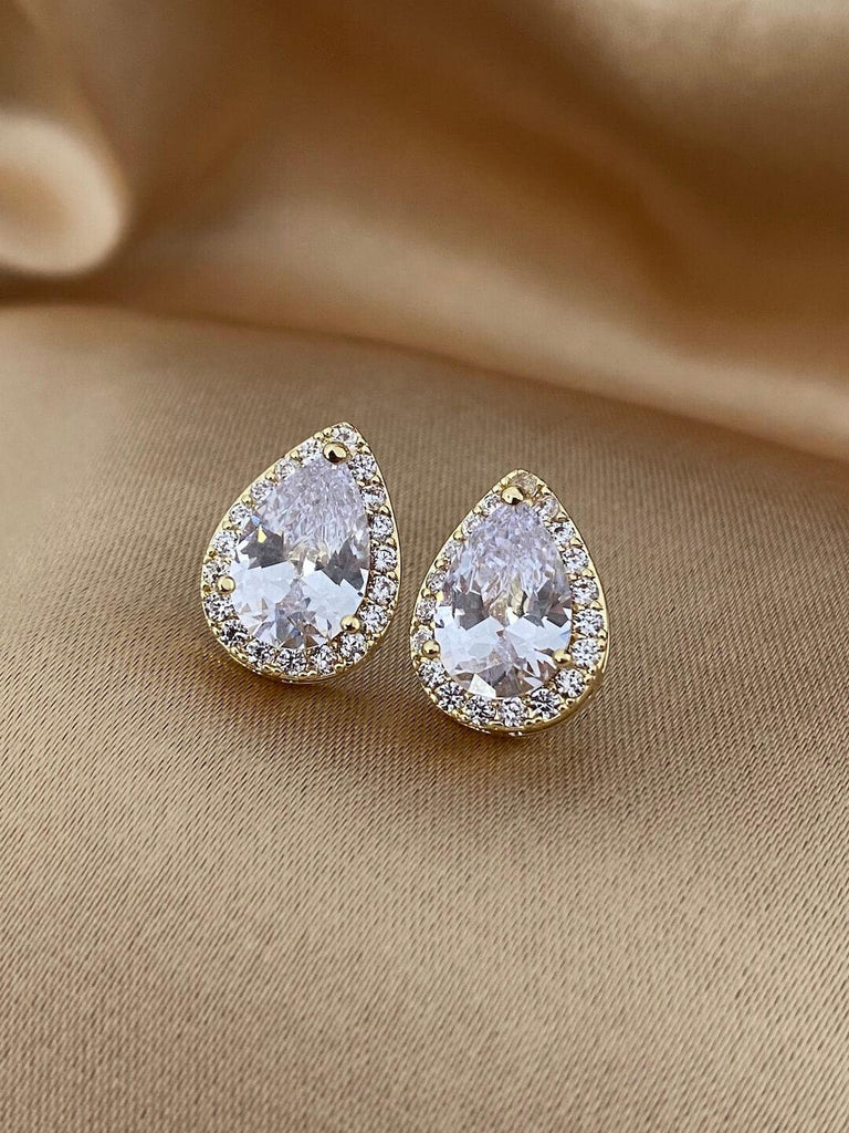 IMPERIAL de MAXIMALISTE DIAMANTE Gold Crystal Stud Earrings - Saint Luca Jewelry