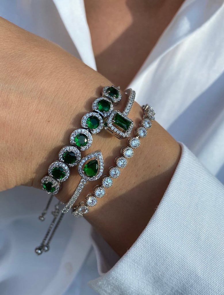 TIARA SILVER Crystal Adjustable Bracelet - Saint Luca Jewelry