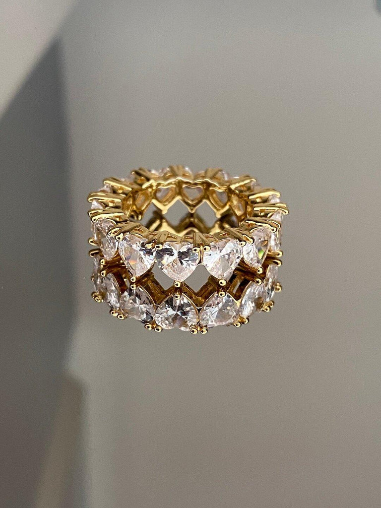 VIA DELL AMORE de DIAMONDS CRUSH Gold Crystal Heart Ring - Saint Luca Jewelry
