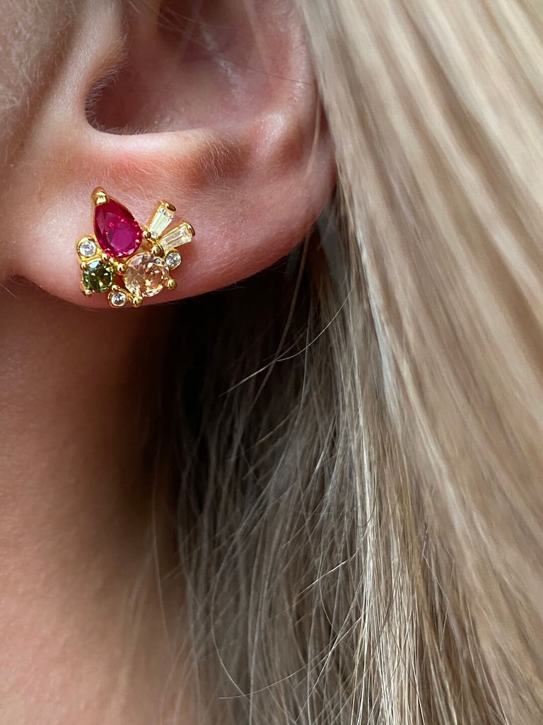 18K ESPERER de Symphony Couture Crystal Gold Stud Earrings - Saint Luca Jewelry