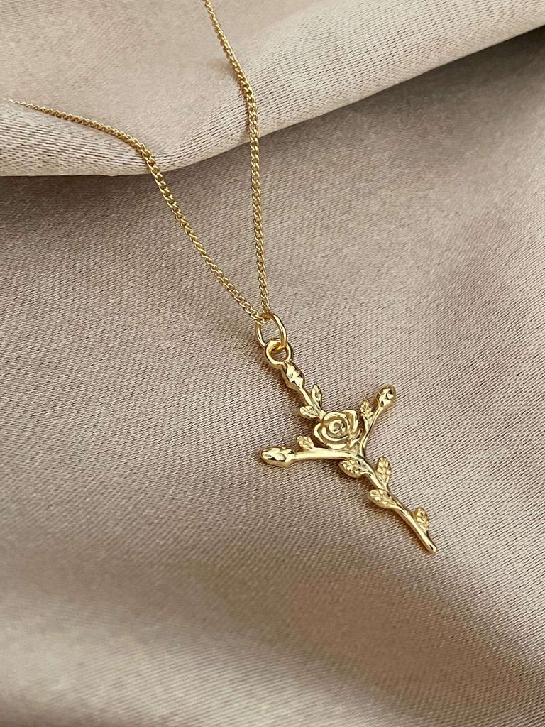 18K LE HARMONIE de ESSENTIAL Gold Cross Necklace - Saint Luca Jewelry