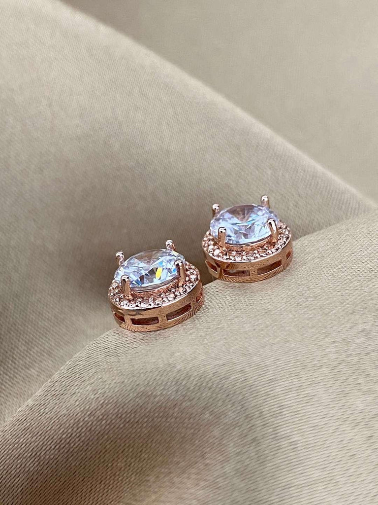 JOLIE ROSE GOLD Crystal Stud Earrings - Saint Luca Jewelry
