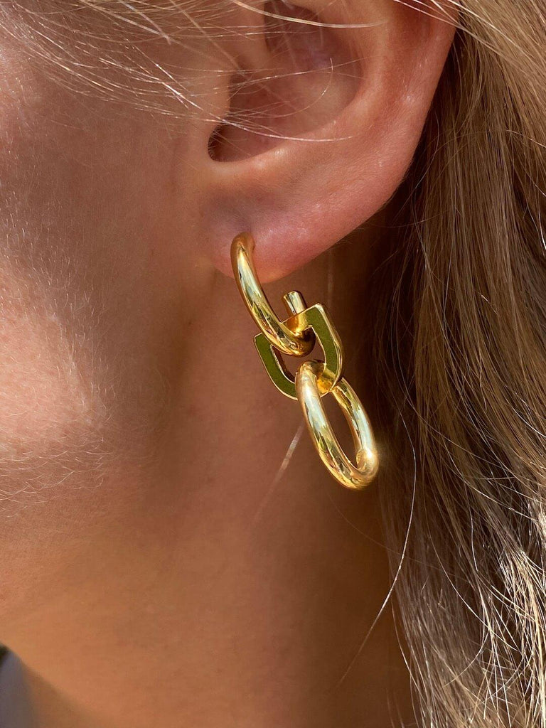 SAVANNA de ENCHAIN Gold Dangle Drop Earrings - Saint Luca Jewelry