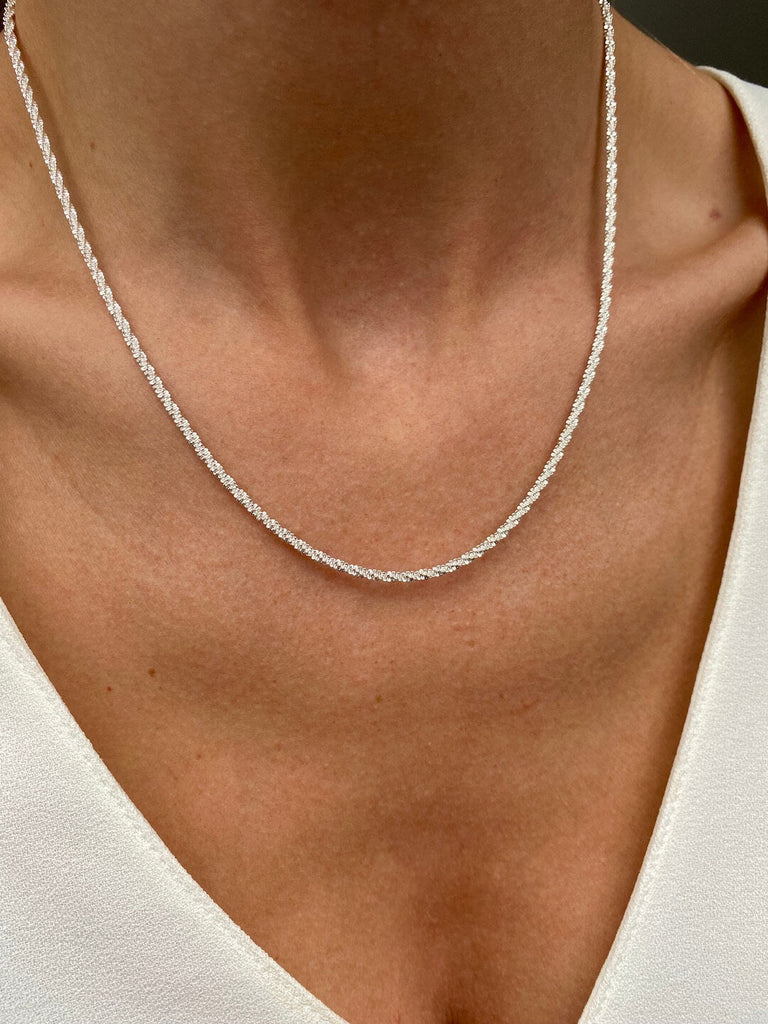 MIDNIGHT GLOW Silver Choker Chain - Saint Luca Jewelry