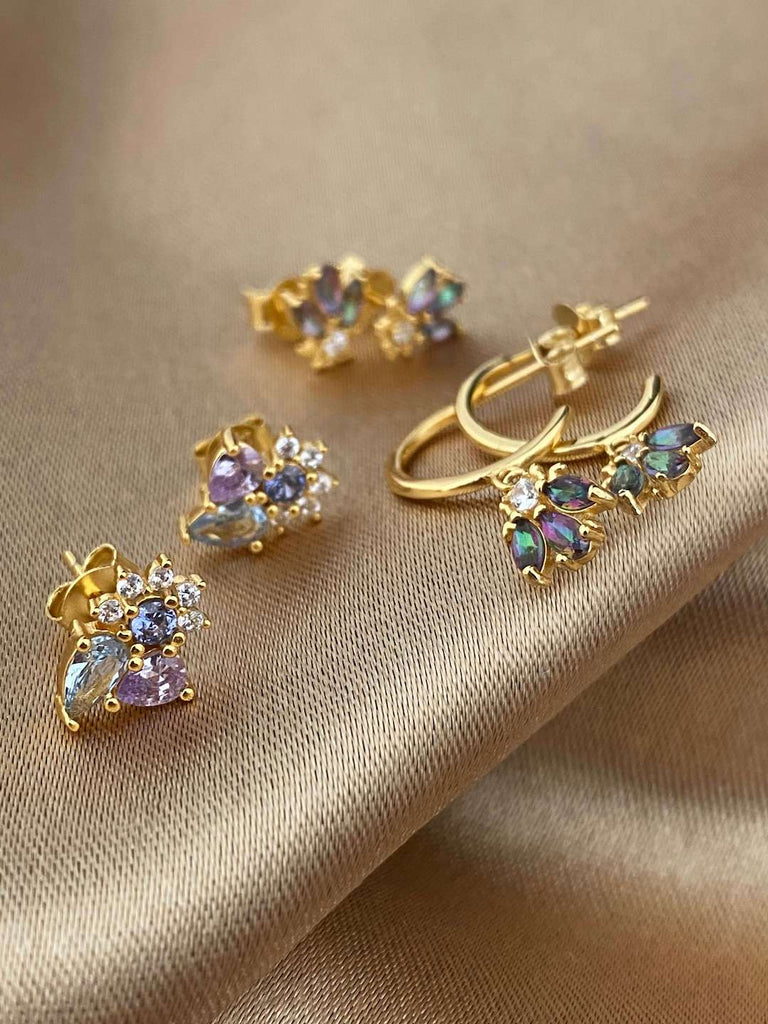 18K SCENTSATION de Symphony Couture Crystal Gold Stud Earrings - Saint Luca Jewelry