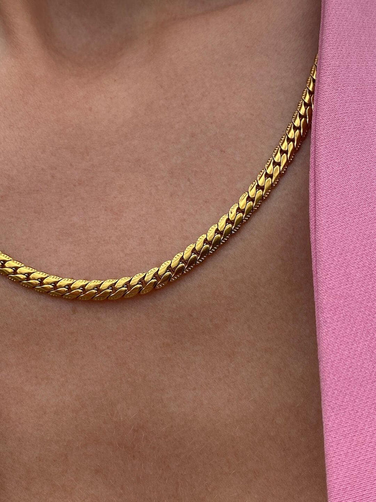 GIOVANI 18K de ENCHAIN Gold Weaved Flat Chain Necklace - Saint Luca Jewelry
